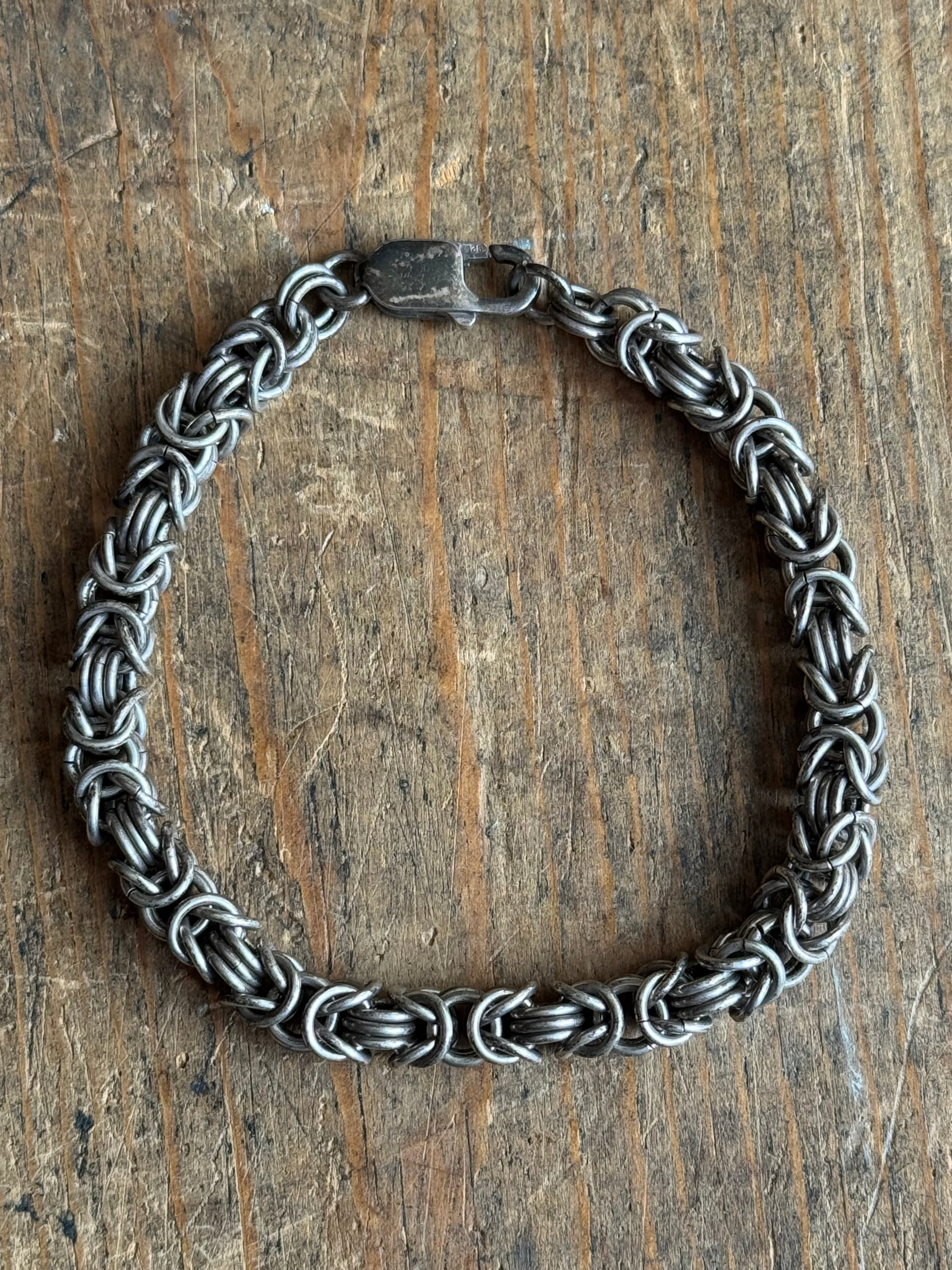 Vintage Sterling Silver 7.5” Byzantine Chain Bracelet