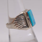 Vintage Sterling Turquoise Stamped Band Ring 8.75