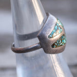 Vintage Sterling Turquoise Chip Inlay Ring 7