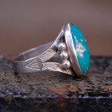 Vintage Sterling Turquoise Stamped Band Ring 5.25