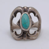 Vintage Sterling Silver Sandcast Turquoise Ring 5.75