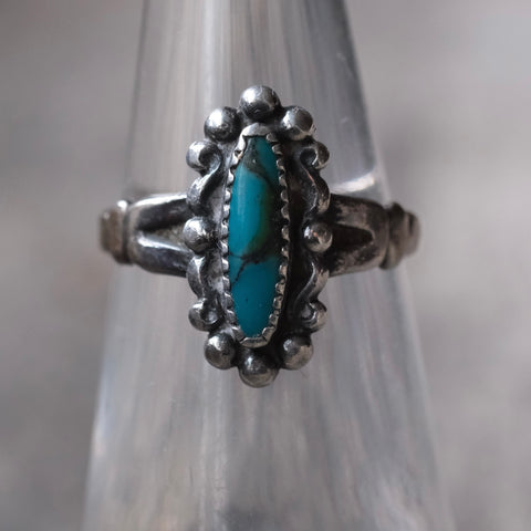 Vintage Sterling Turquoise Ring 5.25