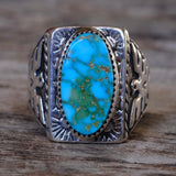 RARE Vintage Sterling Turquoise Thunderbird Ring 9.5