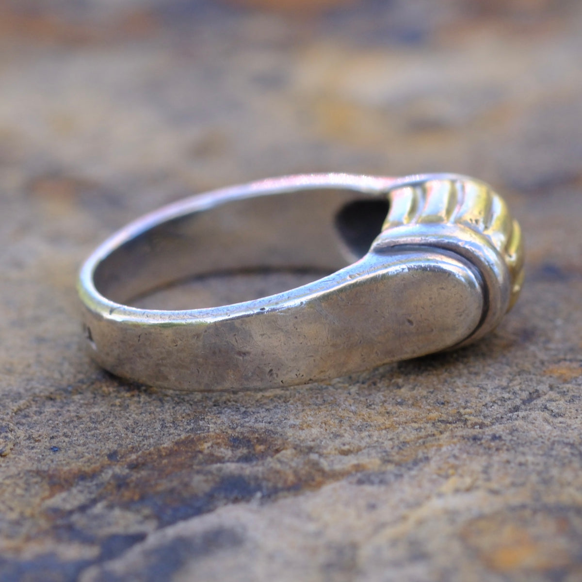 Vintage Sterling and 18K Gold Ring 6 Caviar-Lagos