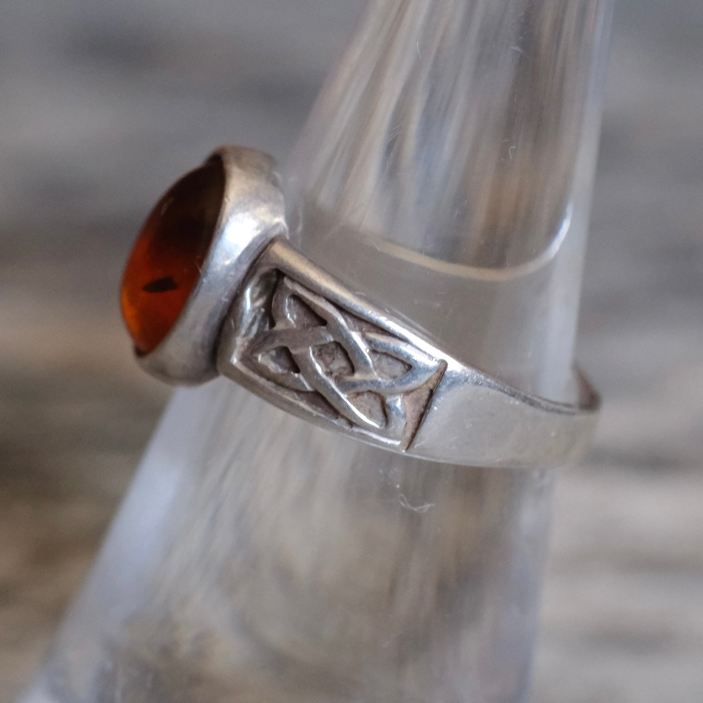 Vintage Sterling Amber Ring 6
