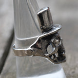 Vintage White Bronze Biker Ring 9.25