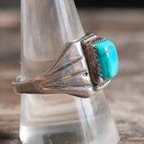 Vintage Sterling Turquoise Signet Ring 10.5