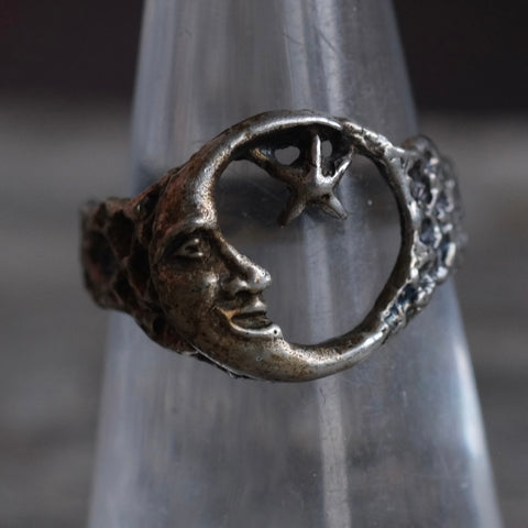 Vintage Sterling Moon Ring 5.75