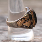 Vintage Sterling Onyx Feather Signet Ring 11