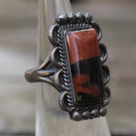 Vintage Sterling Petrified Wood Ring 3.75