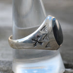 1980's Vintage Sterling Hematite Stamped Arrows Ring