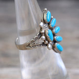 Vintage Sterling Turquoise Cluster Ring 6