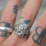 Vintage Sterling Silver Leaf Signet Ring 11.75