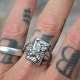Vintage Sterling Silver Leaf Signet Ring 11.75