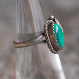 Vintage Sterling Malachite Feather Ring 4.75