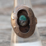 Vintage Sterling Turquoise Shadowbox Ring 8.75