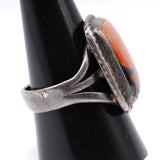 Mid Century Vintage Sterling Petrified Wood Ring 10