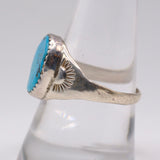 Vintage Sterling Turquoise Stamped Band Ring 9.25