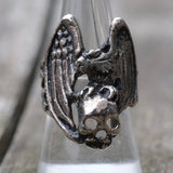 Vintage White Bronze Biker Ring 11.5