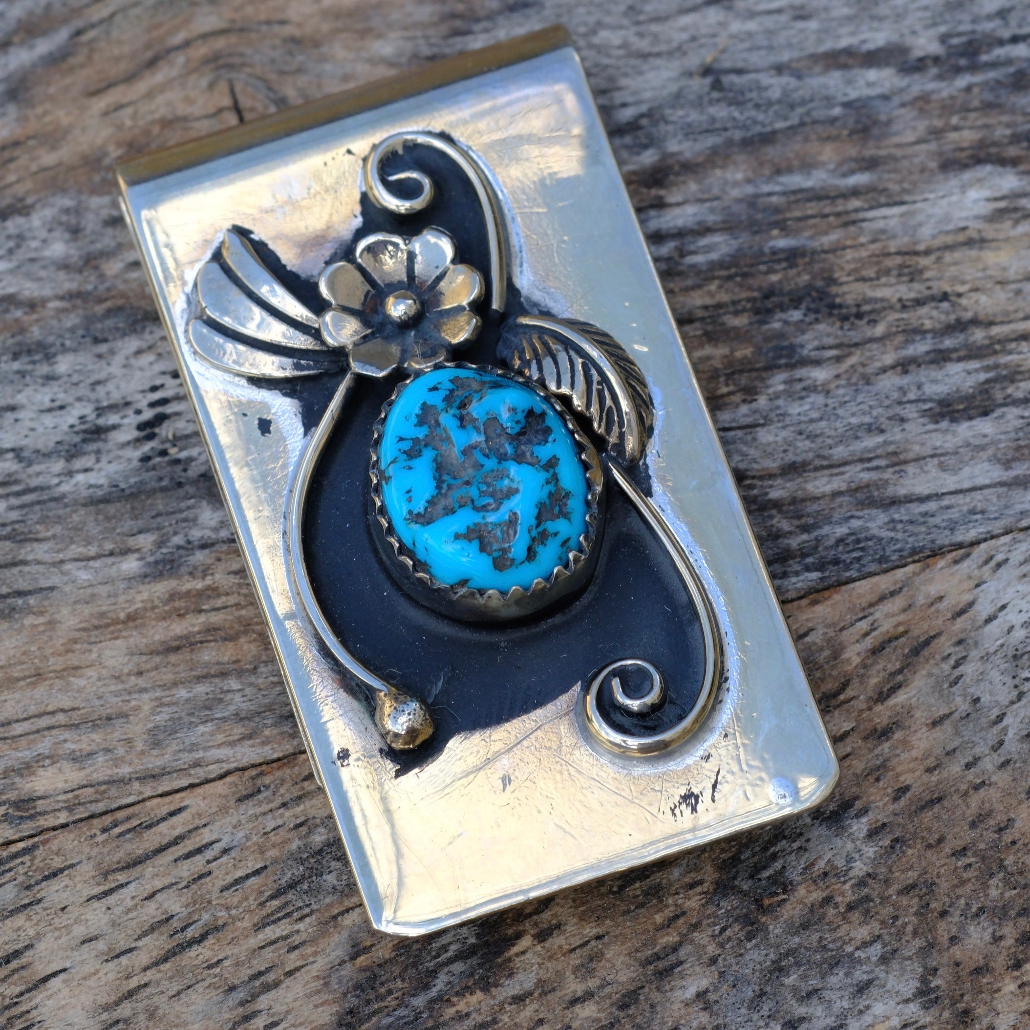 Vintage Turquoise Feather Money Clip