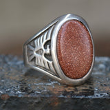 Vintage Sterling Goldstone Thunderbird Ring 8