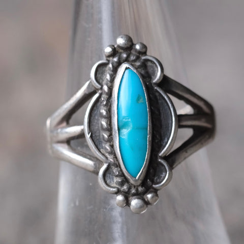 Vintage Sterling Turquoise Ring 7.5