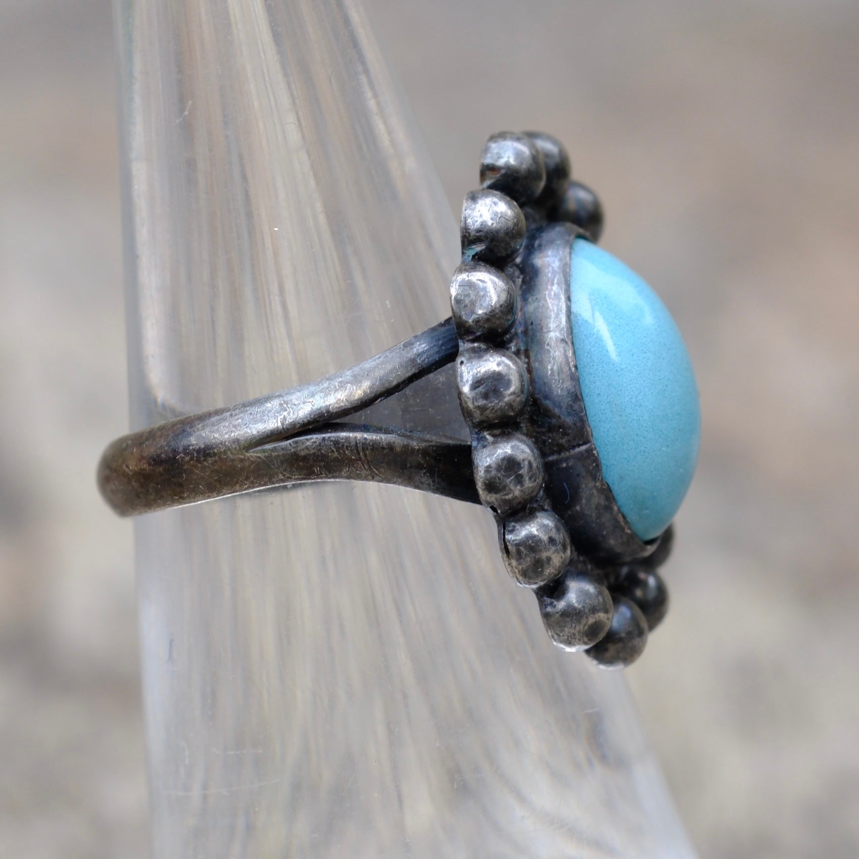 Vintage Sterling Turquoise Ring 5.25