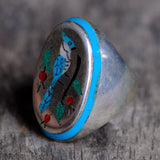 Vintage Sterling Inlaid Blue Jay Ring 10