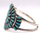 Vintage Sterling Turquoise Petit Point Cuff Bracelet 6"