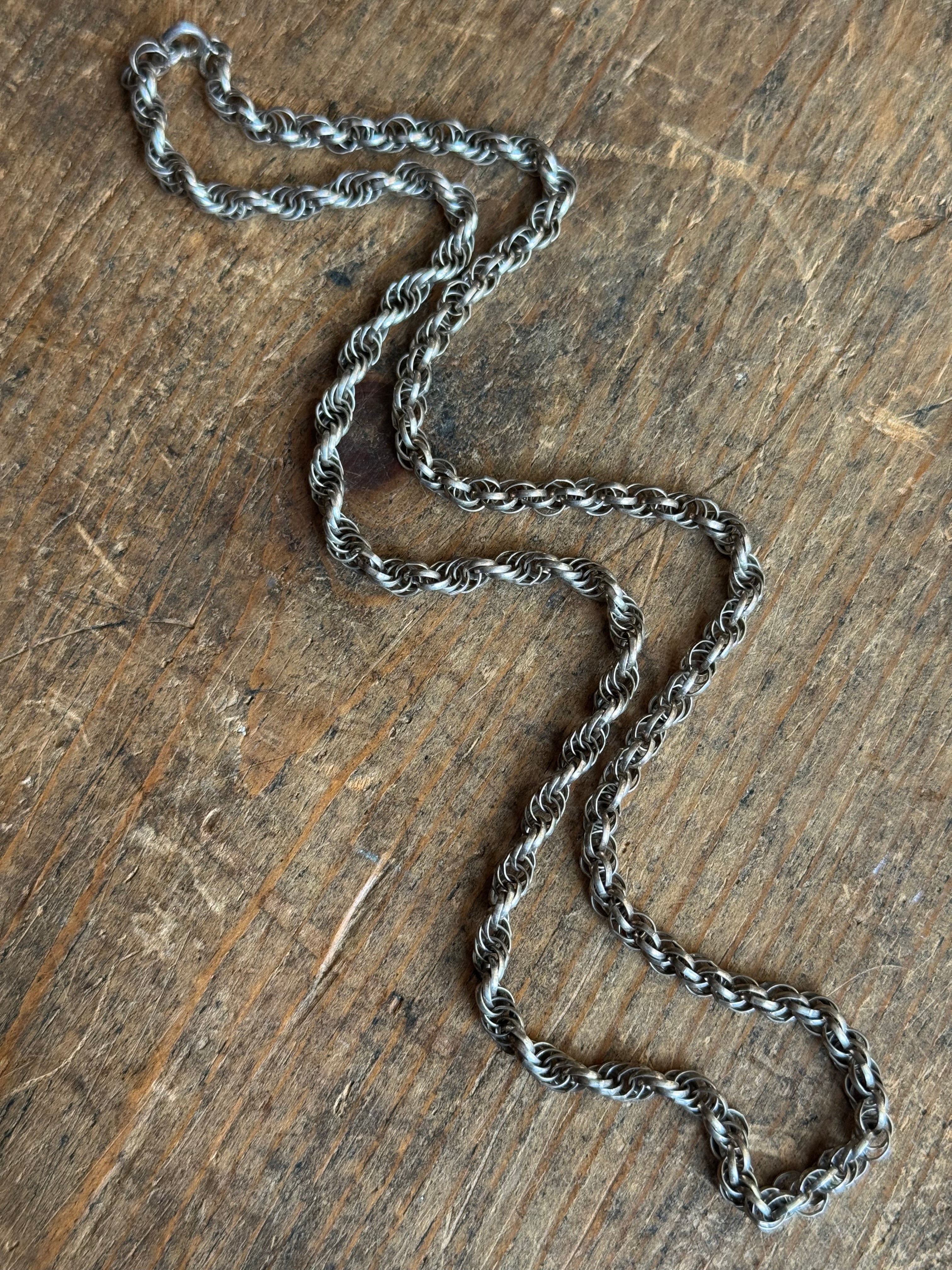 Vintage Sterling Silver 20” Rope Chain