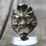 Vintage White Bronze Biker Ring 8