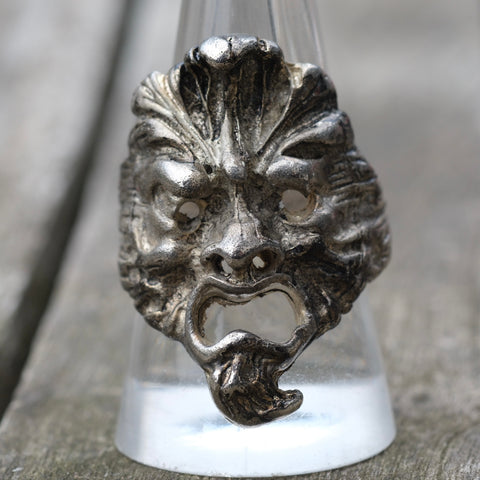 Vintage White Bronze Biker Ring 8