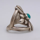 Vintage Sterling Silver Sandcast Turquoise Ring 7.5