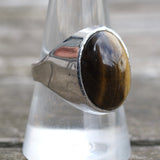 Vintage Sterling Tigers Eye Cabochon Ring 9.5