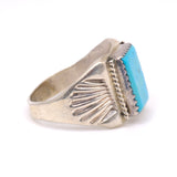 Vintage Sterling Turquoise Stamped Band Ring 9.25