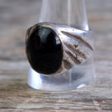 Vintage Sterling Onyx Ribbed Band Ring 12.25