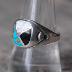 Vintage Sterling Multi Stone Inlay Ring 9