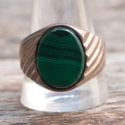 Vintage Sterling Malachite Ring 13