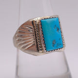 Vintage Sterling Turquoise Stamped Band Ring 8.75