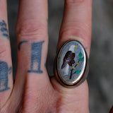 Vintage Sterling Inlaid Eagle Ring 9.5