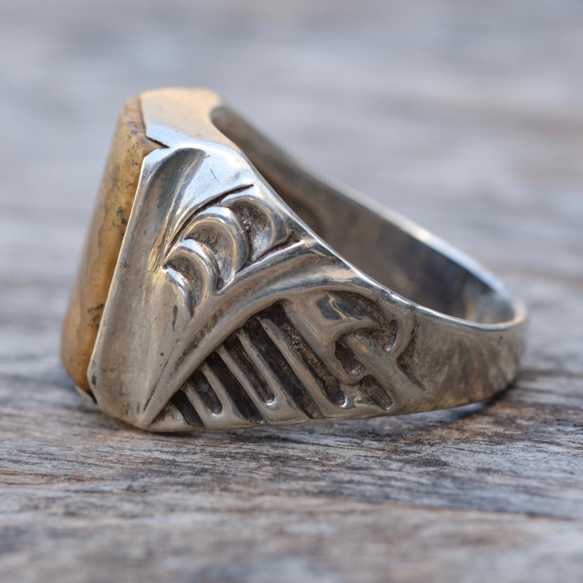 Vintage Sterling Jasper Signet Ring 10