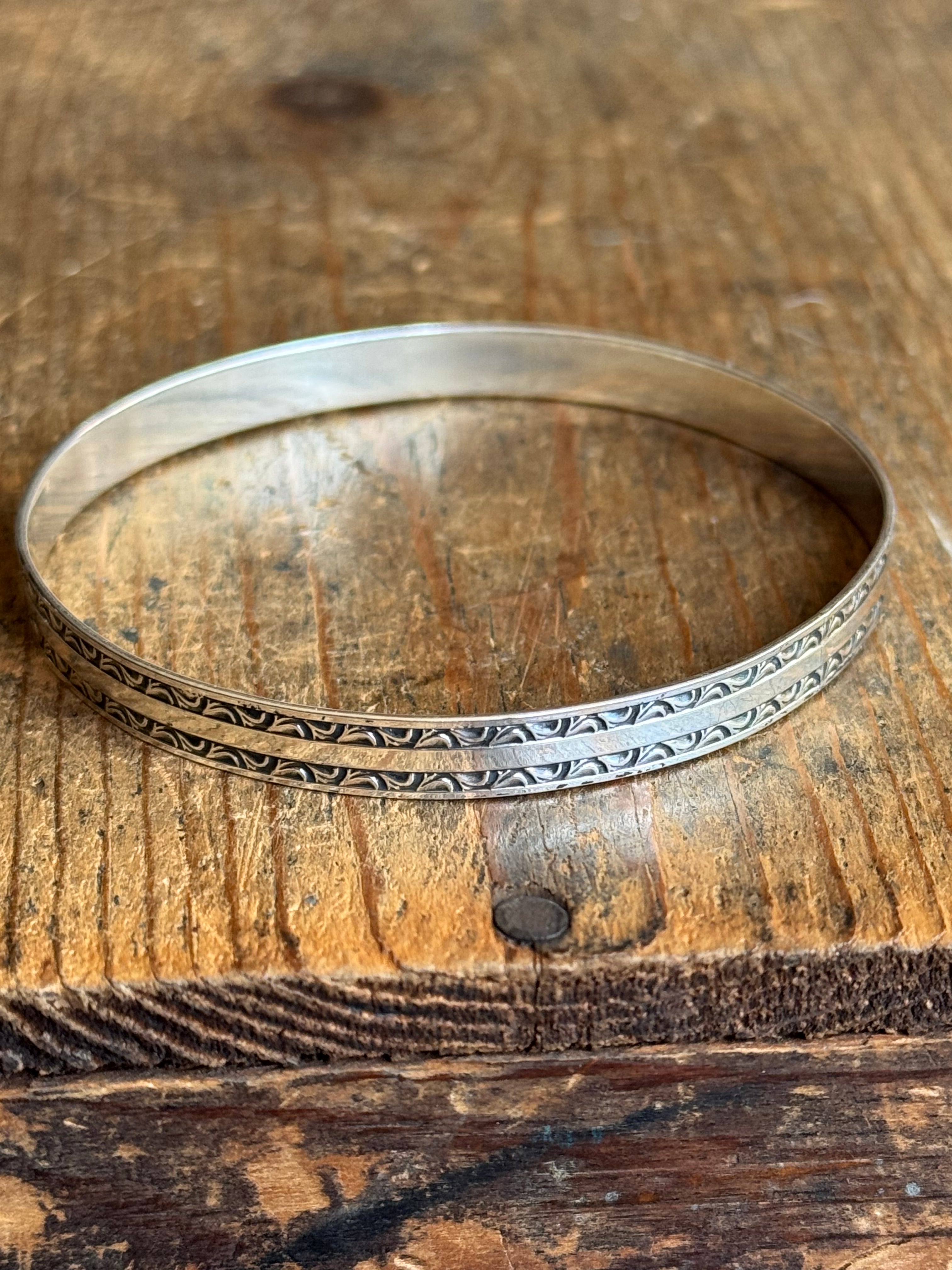 Vintage Sterling Silver Stamped Bangle