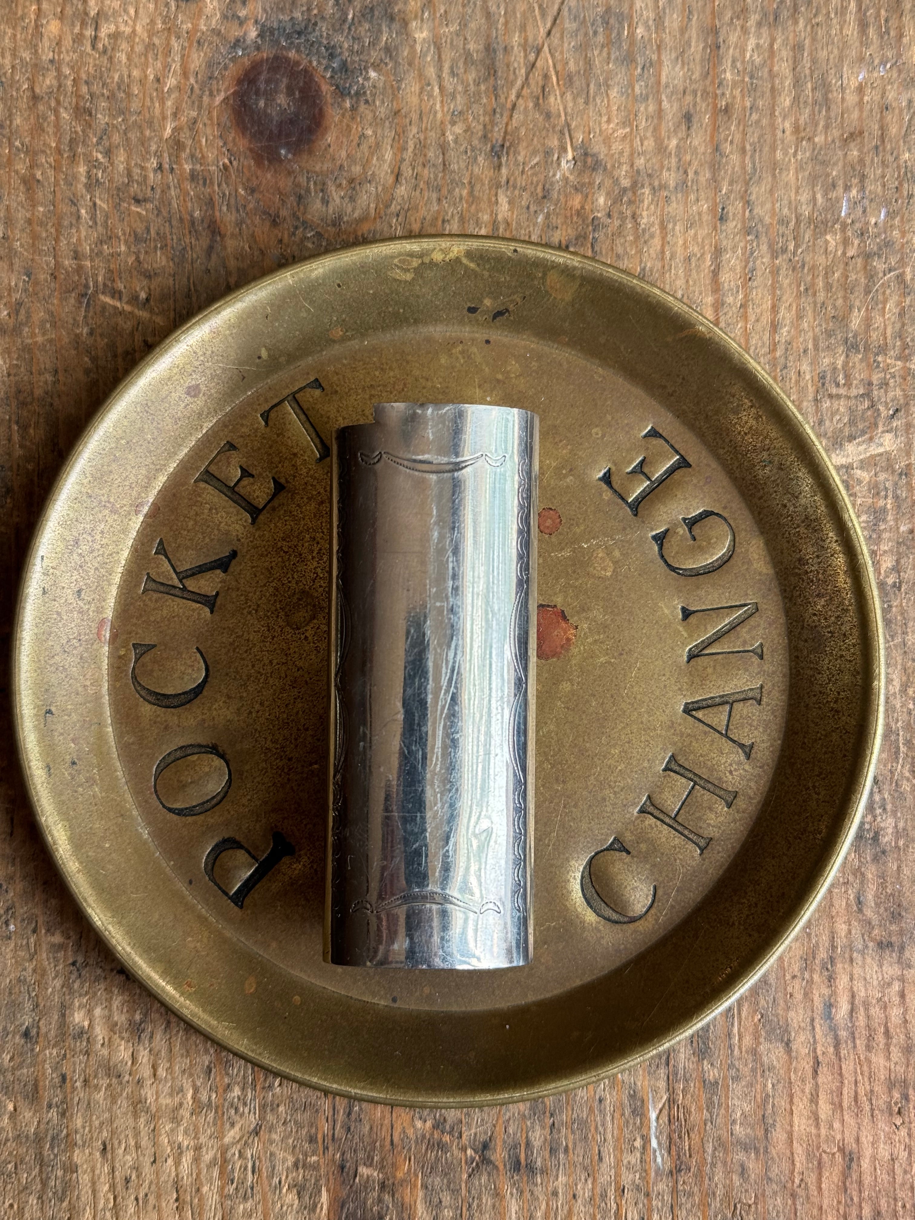 Vintage Stamped Nickel & Sterling Silver Turquoise Lighter Case