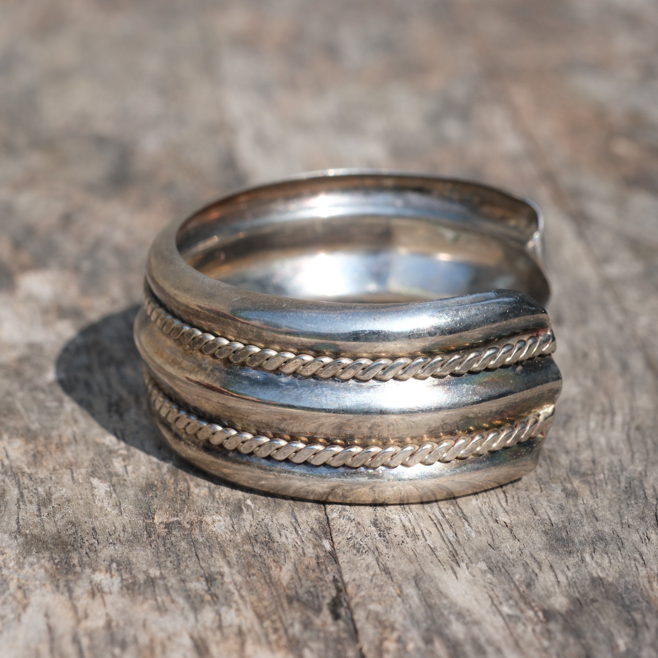 Vintage Sterling Silver Pressed Rope Cuff