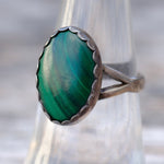 Vintage Sterling Malachite Ring 6.75