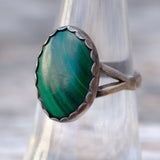Vintage Sterling Malachite Ring 6.75