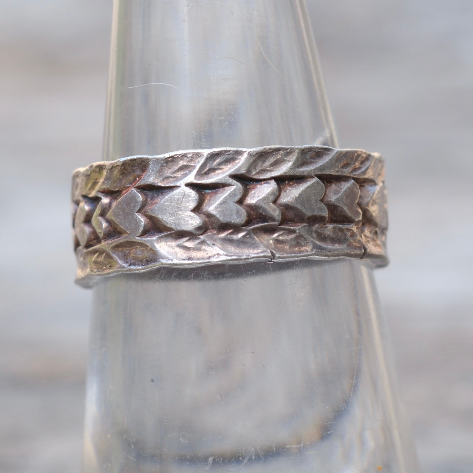 Vintage Sterling Heart Band Ring 6