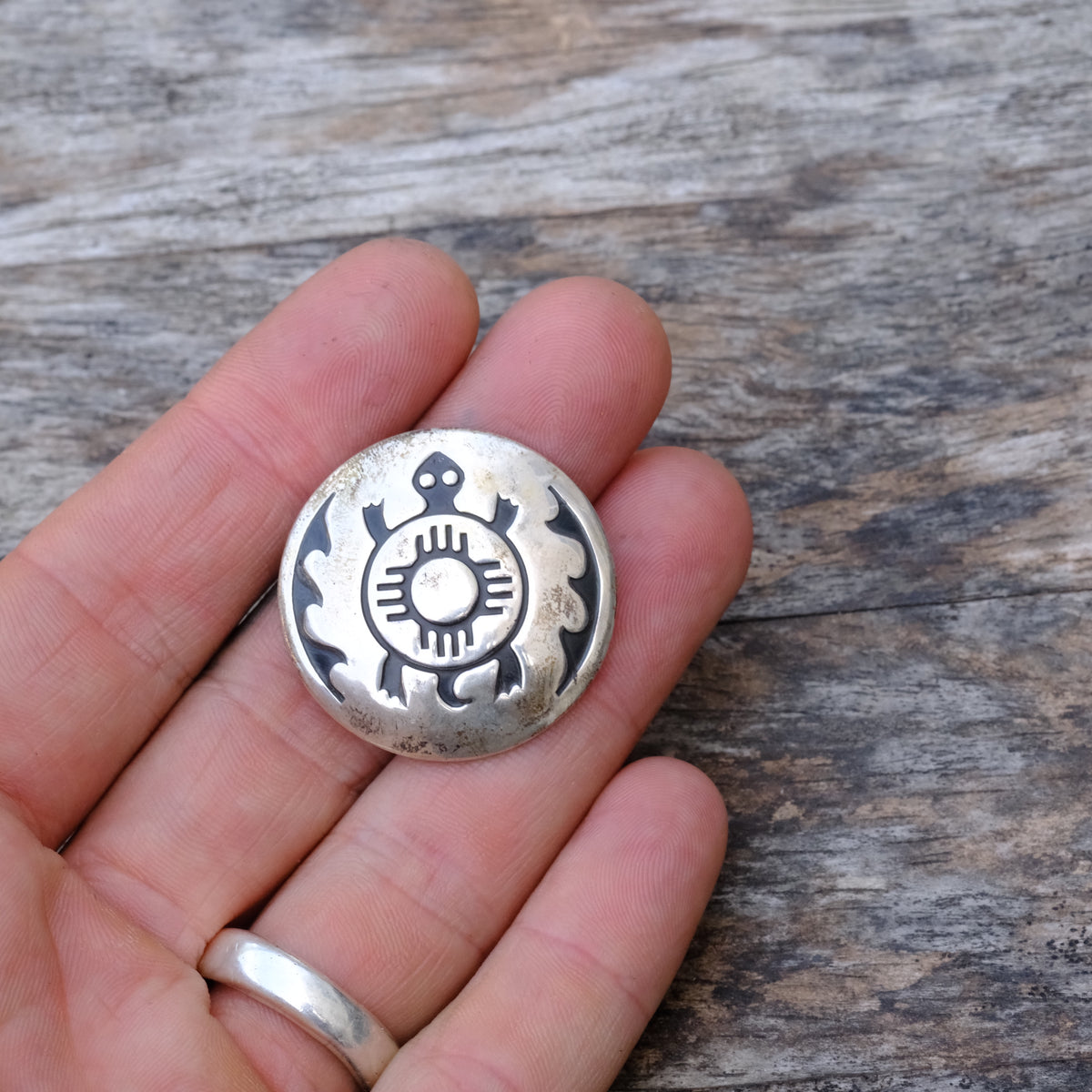 Vintage Sterling Hopi Turtle Pin