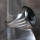 Vintage Sterling Hematite Signet Ring 9.25