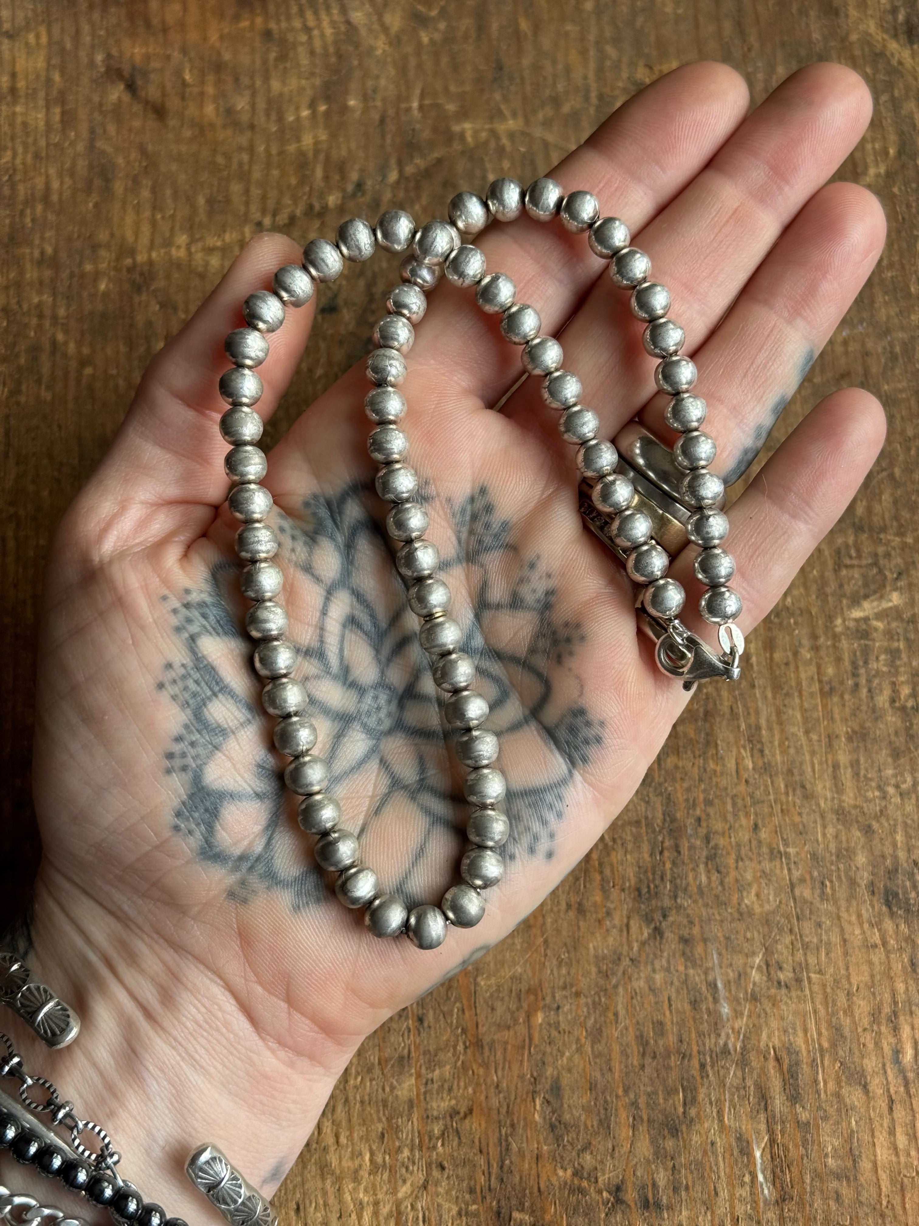 Vintage Sterling Silver 16” Beaded Chain